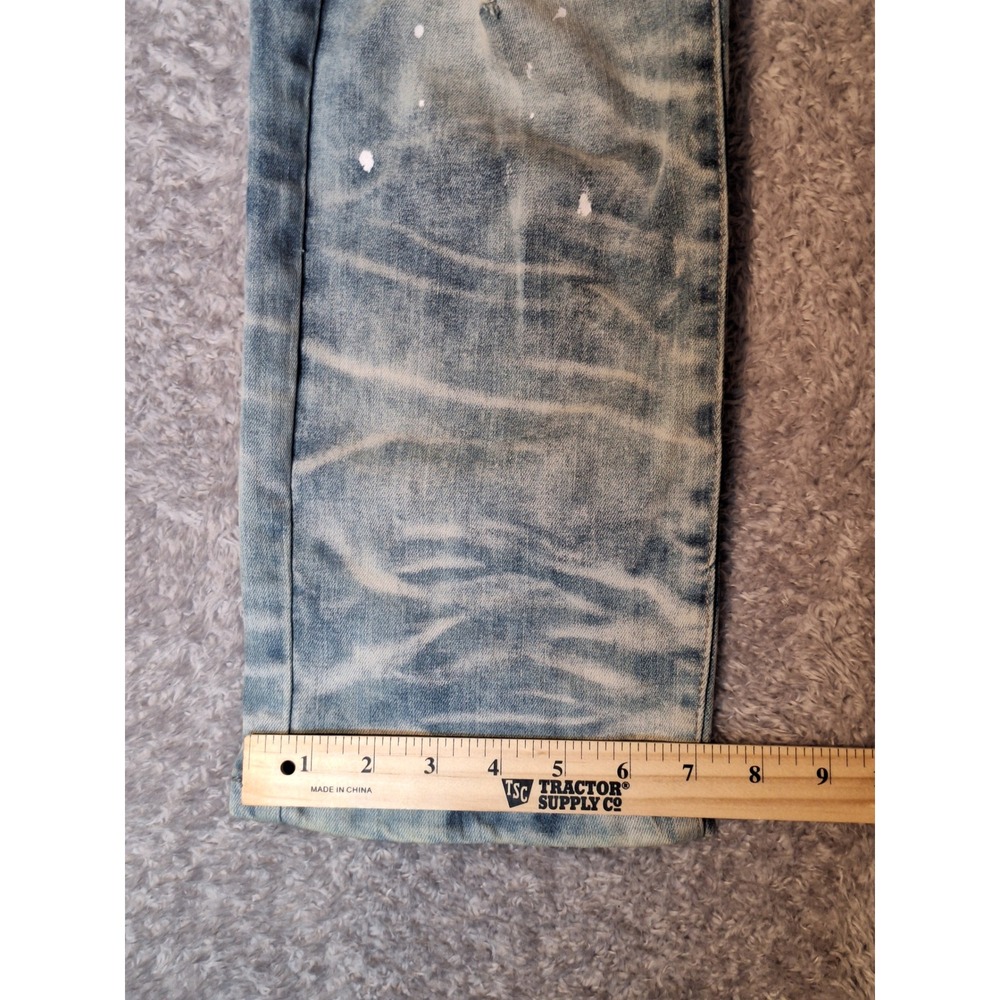 SMOKE RISE DENIM CO Mens Jeans 40x32 Blue Distressed Moto Ripped Splatter Grunge - Picture 10 of 16